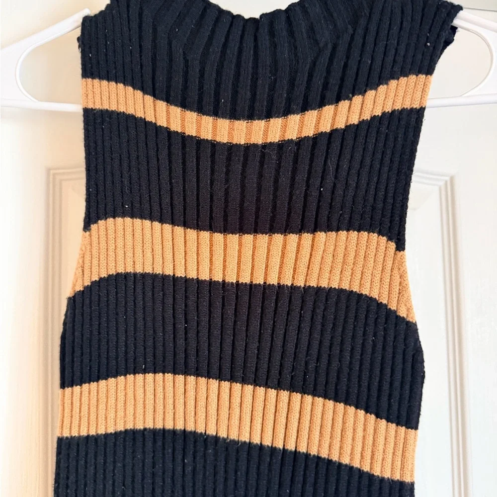 Lumiere Black and Camel Striped Ribbed Maxi Dress - Picture 4 of 8